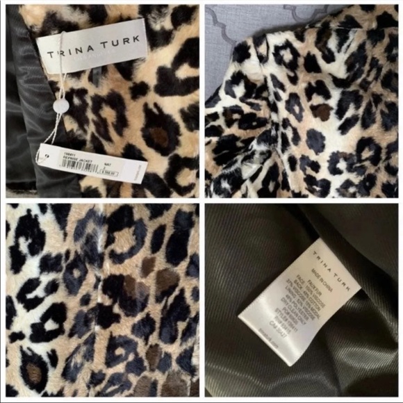 NWT-Wildly Chic Faux Leopard Fur Moto-Style Trina Turk Reprise Jacket (XS/S) - Picture 9 of 13